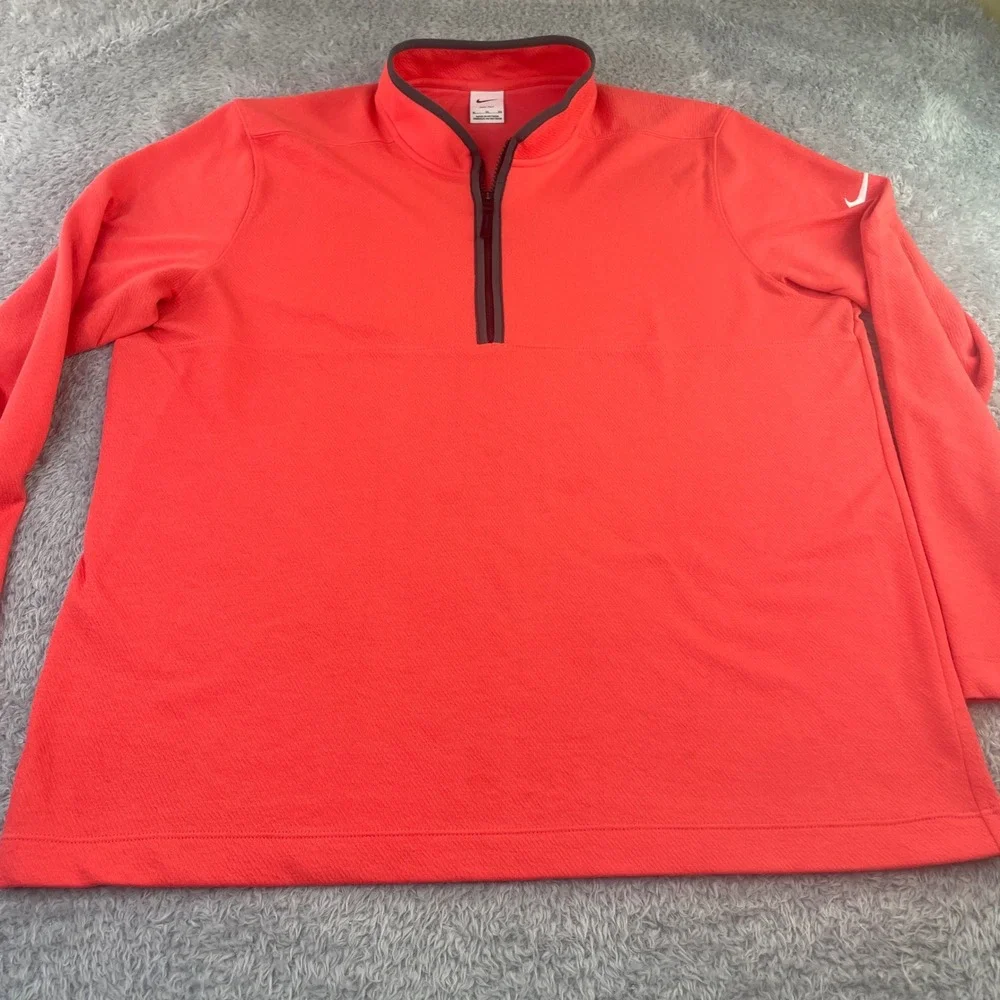 Nike Pullover Mens XL Coral Orange Dri-FIT 1/4 Zip Golf Training DJ5474-850